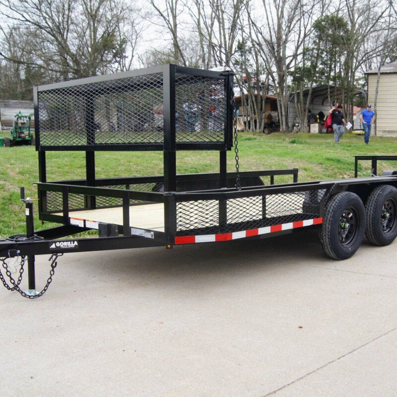 6.4x14 Powder Coated Dovetail Utility Trailer with Elevated Basket (2) 3500lb Axles