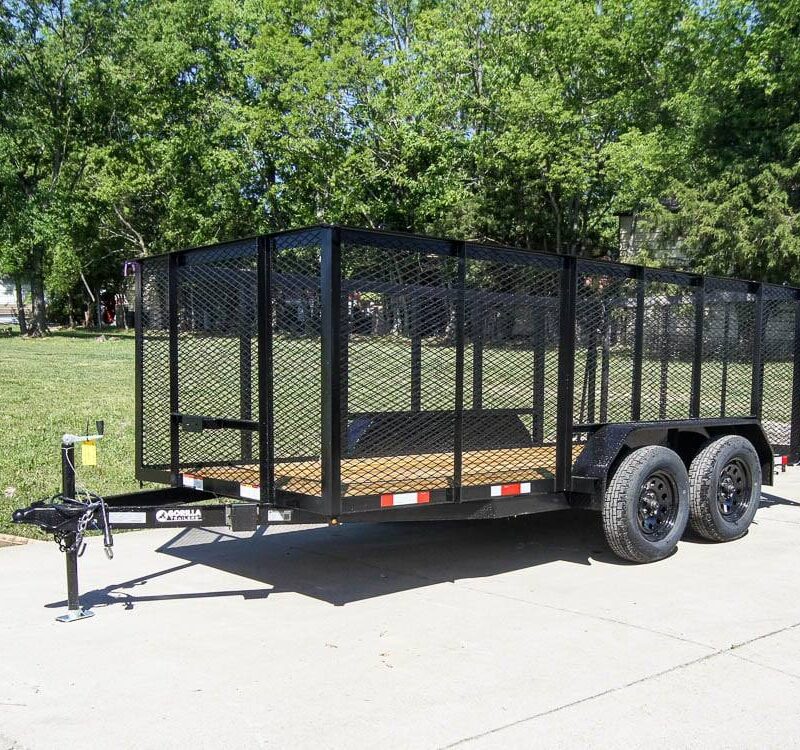 6.4x14 Straight Deck Utility Trailer 4ft Mesh Sides (2) 3500lb Axles