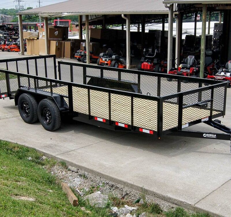 6.4x18 Powder Coated Dovetail Utility Trailer with 2ft Mesh Sides (2) 3500lb Axles