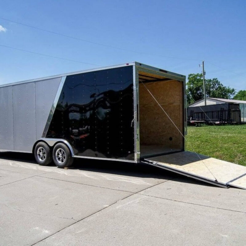8.5x24 Two Tone-Black/Silver Enclosed Trailer (2) 5200lb Axle Storage