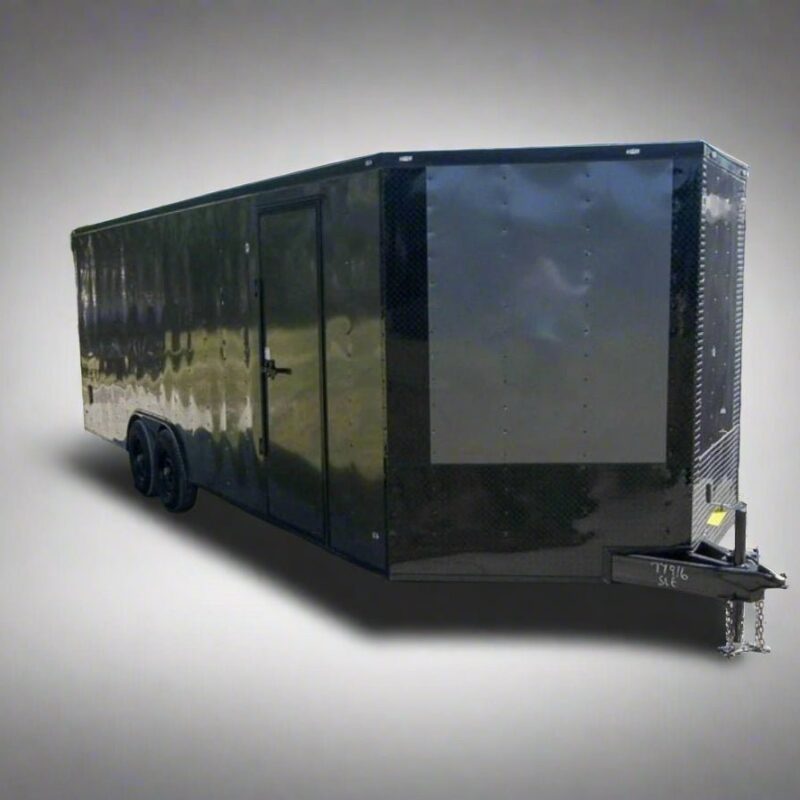8.5x24 Charcoal Grey V-Nose Enclosed Trailer with Blackout Package Storage