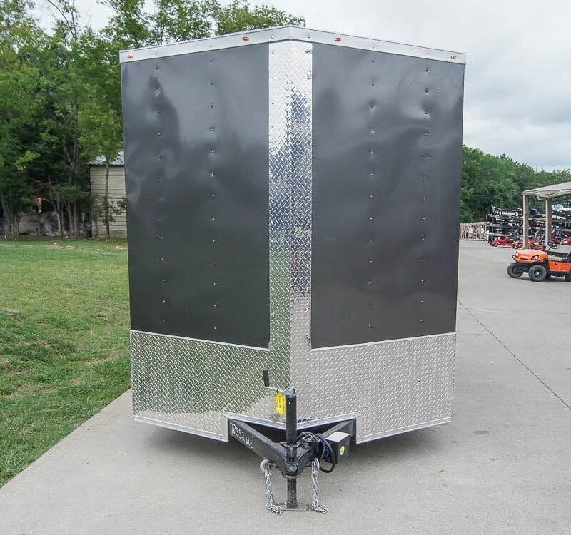 7x12 Charcoal V-Nose Custom Enclosed Trailer 3500lb Axle with Brake Storage