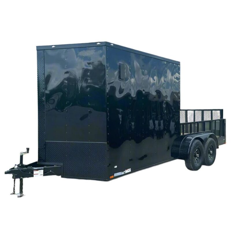 7x18 Black with Blackout Hybrid Enclosed Trailer (2) 7K Axles Storage