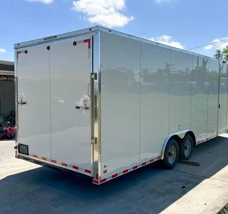 8.5x24 V-Nose Tandem Enclosed Trailer with Elect Pkg A/C and Cabinets