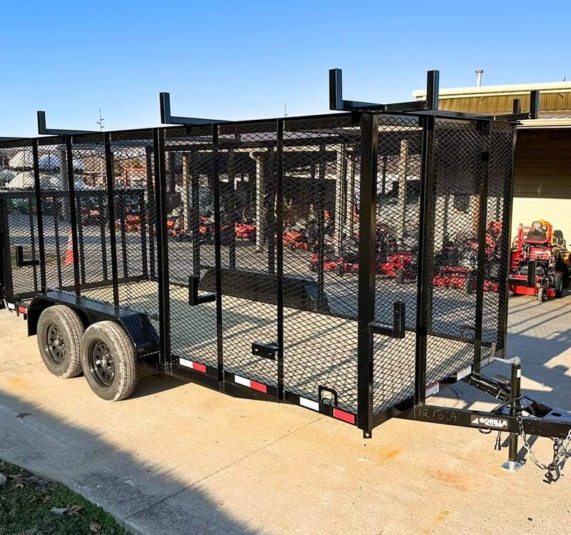 6.4x16 Straight Deck Utility Trailer 6ft Mesh Sides Ladder Racks (2) 3,500lb Axles