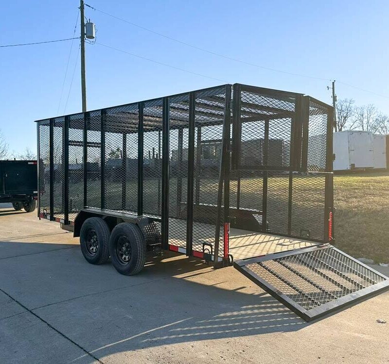 6.4x16 Straight Deck Utility Trailer 6ft Mesh Sides Roof (2) 3,500lb Axles