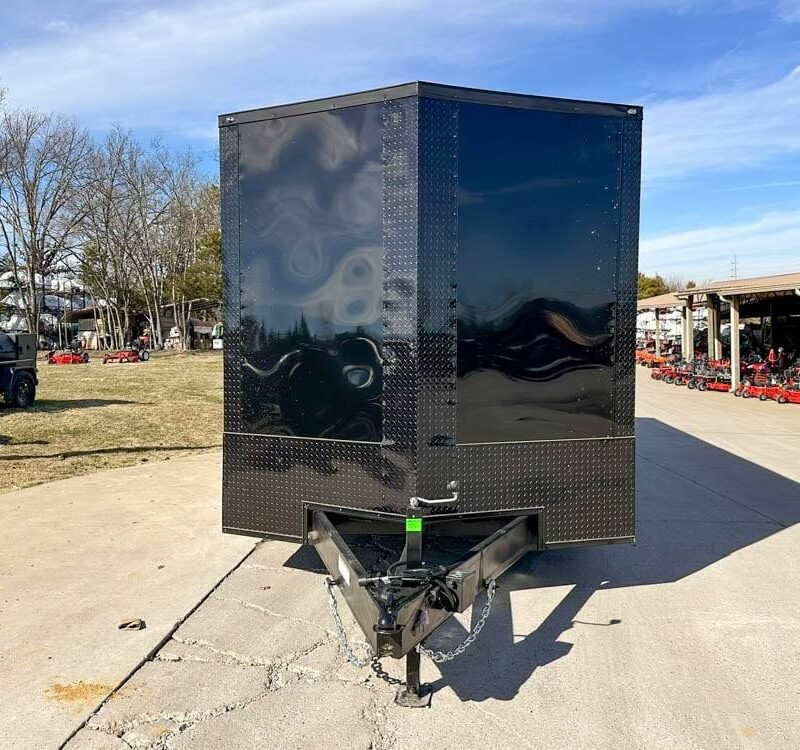 8.5x28 Black V-Nose Enclosed Trailer with Blackout Pkg (2) 7K Axles