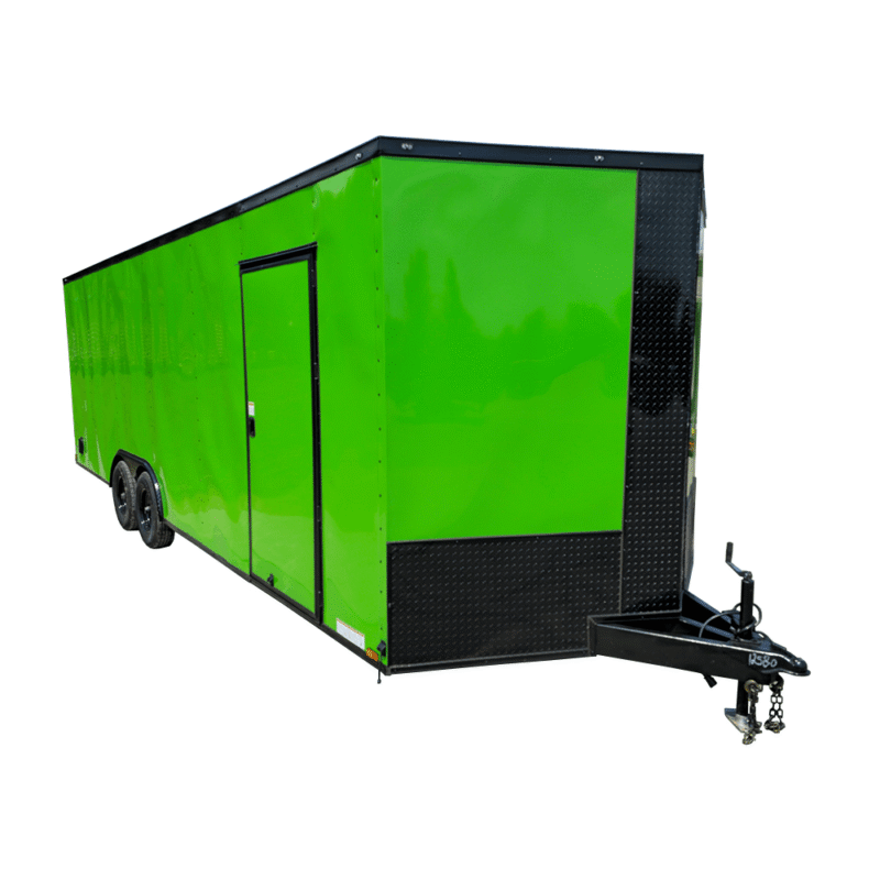 8.5x24 Neon Green Enclosed Trailer with Blackout Trim (2) 5200lb Axles