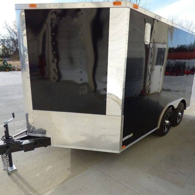 Enclosed Trailer 8.5'x12' Black - V-Nose Equipment Hauler Storage