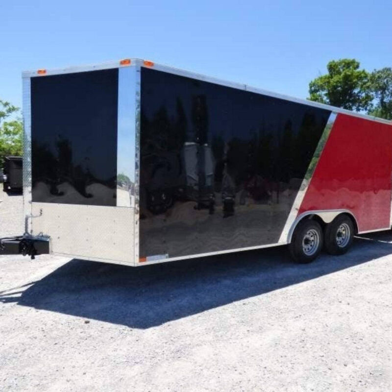 Enclosed Trailer 8.5 x 18' Red & Black - Car Hauler Storage
