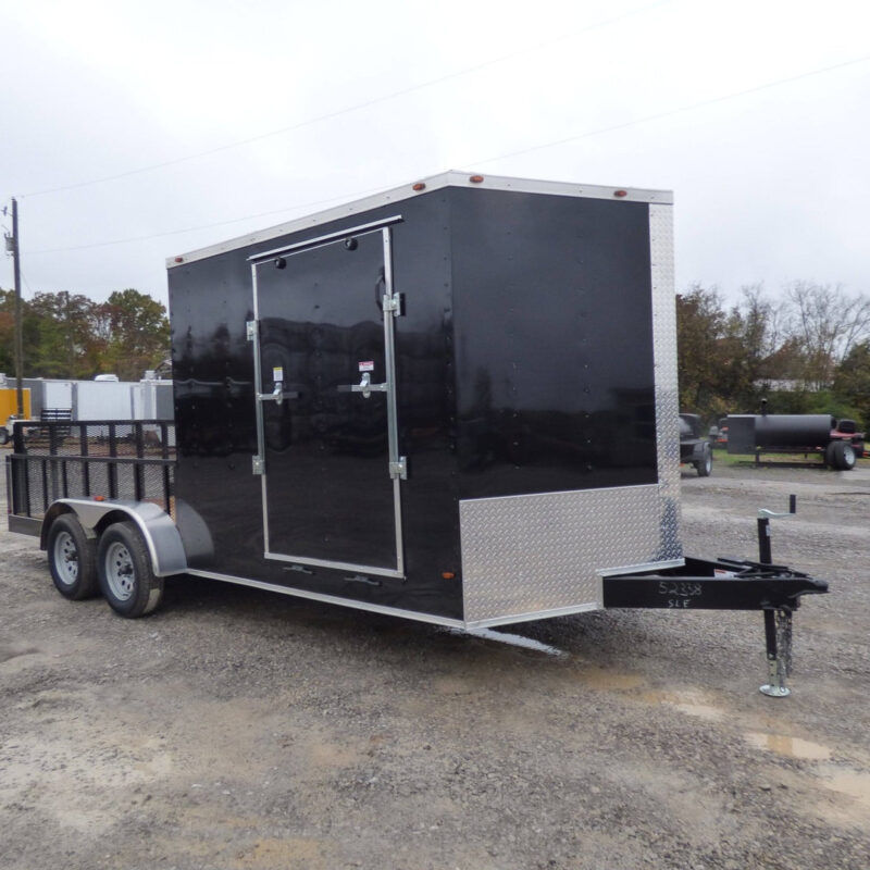 Enclosed Utility Hybrid Trailer 7'x18' with Side Ramp- Lawn Mower Equipment Hauler Storage