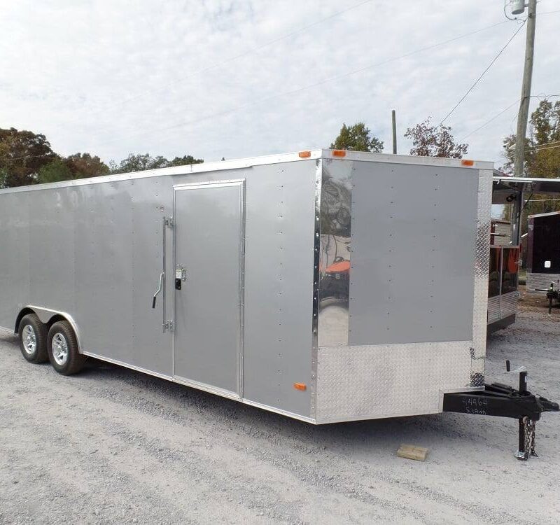 Enclosed Trailer 8.5' X 24' Silver Enclosed Equipment Hauler Storage