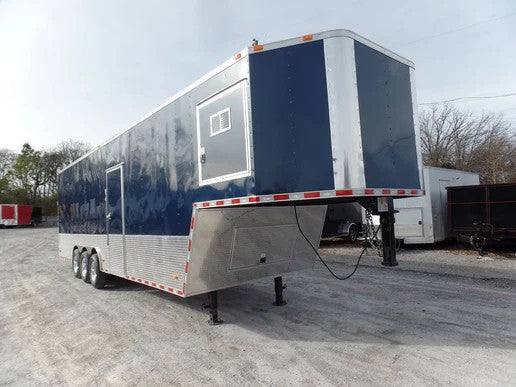 Enclosed Trailer 8.5 X 36 Indigo Blue Gooseneck Motorcycle Hauler Storage