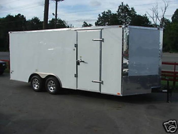 Enclosed Trailer 8.5' X 18' White - Motorcycle Car Equipment Hauler Storage