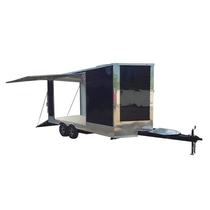 Custom Enclosed Trailer 8.5' X 18' Black W Silver Trim Display Show Event