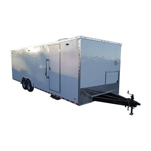8.5' x 28' White Flat Nose Custom Enclosed Trailer