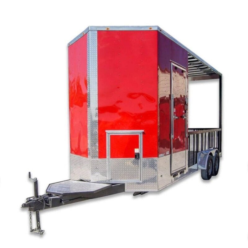 Red Enclosed Utility Hybrid Trailer 7'x20' - Lawn Mower Equipment Hauler
